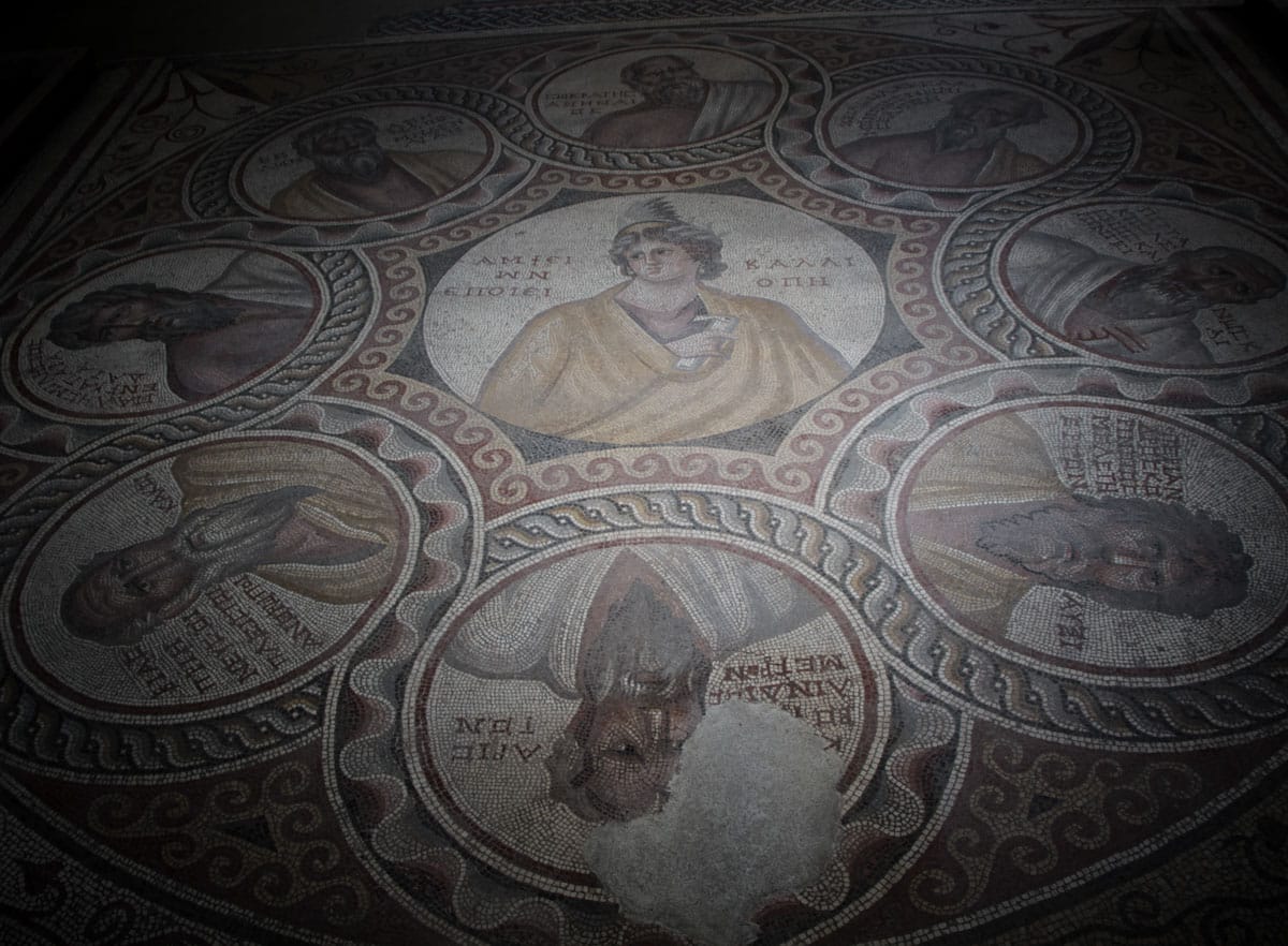 Mosaiques des 7 sages, Baalbeck 3ème siècle après JC. Musée National de Beyrouth, Liban. Crédit Photo François el Bacha. Tous droits réservés. Voir condition d'utilisation sur http://larabio.com