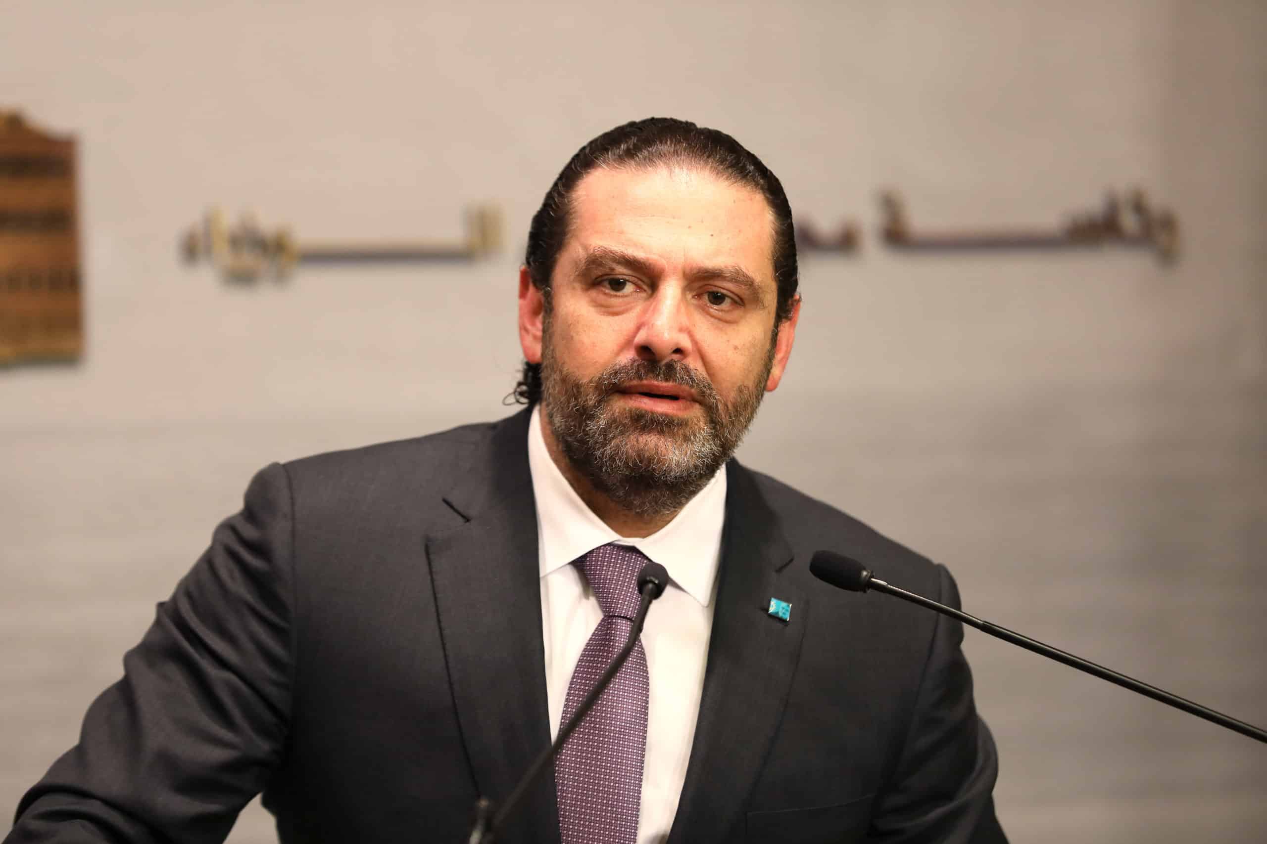 Le Premier Ministre Saad Hariri lors de la conférence de presse annonçant le report du conseil des ministres. Crédit Photo: Dalati & Nohra