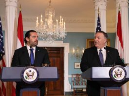Le Premier Ministre Libanais Saad Hariri et le Secrétaire d'état américain Mike Pompeo, lors de la conférence de presse commune. Source Photo: Dalati & Nohra