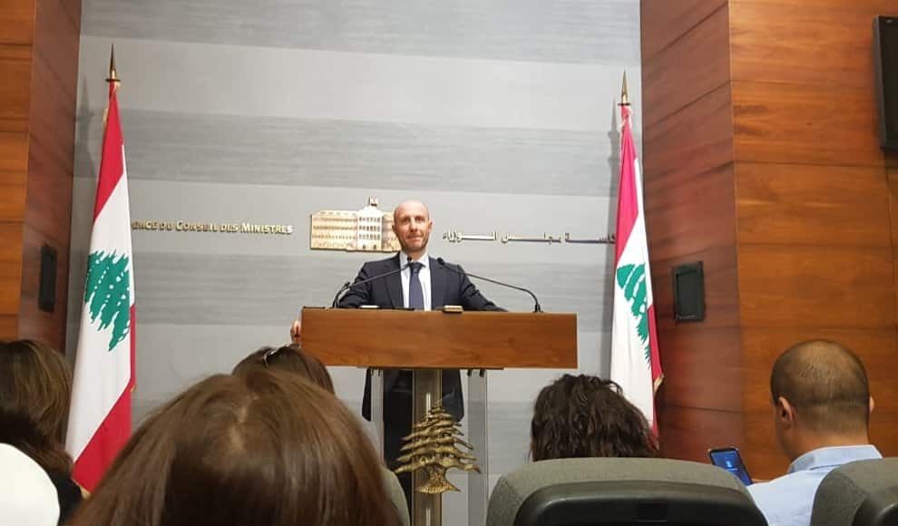 Le Ministre de l'Environnement Fadi Jreissati lors de la Conférence de Presse. Source Photo: Twitter