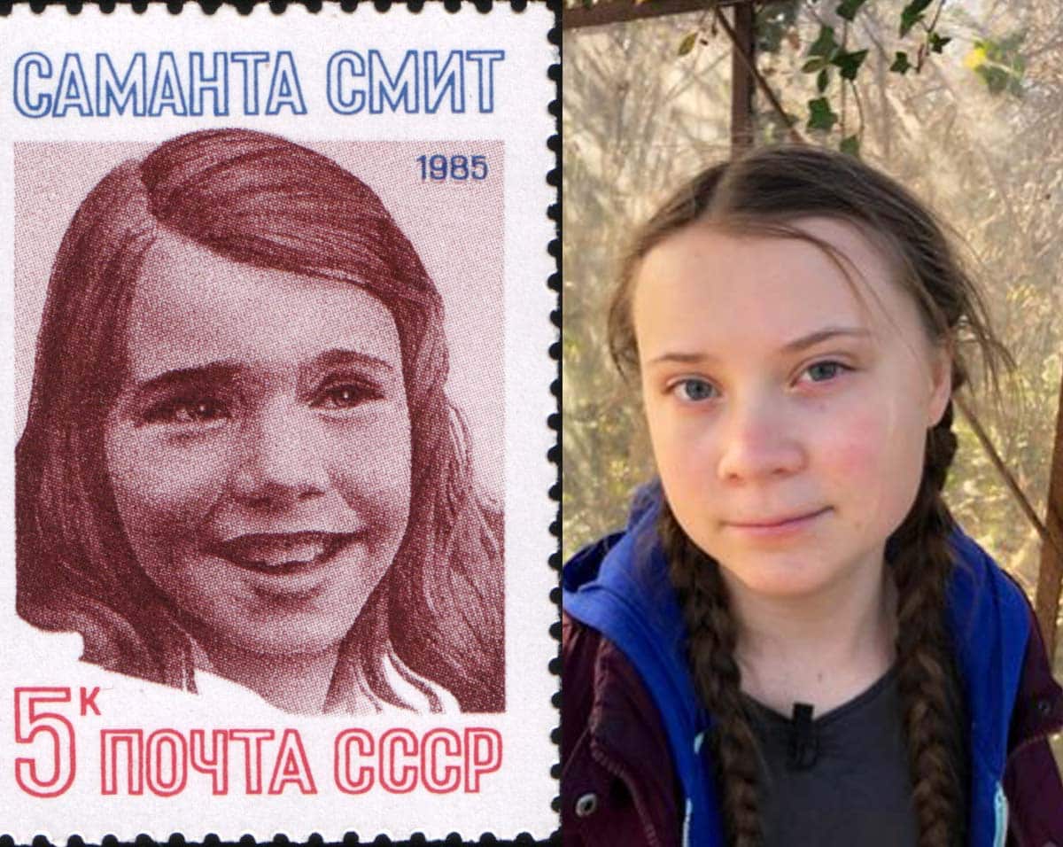 Samantha Smith sur la gauche et Greta Thunberg sur la droite.