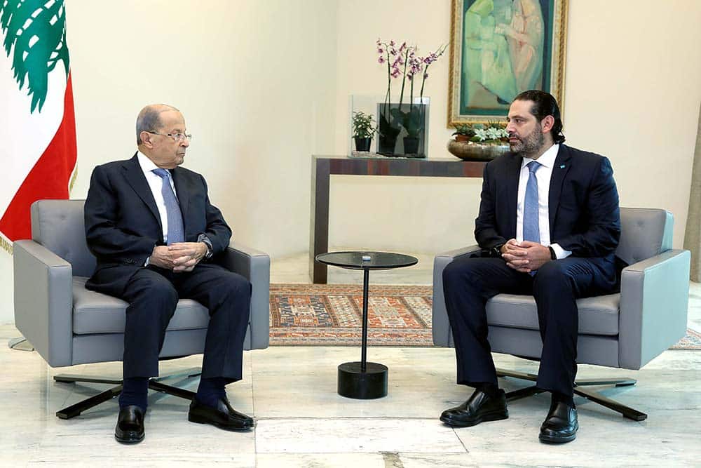 Le Président de la République, le Général Michel Aoun, Avec le Premier Ministre Saad Hariri. Source Photo: Dalati & Nohra