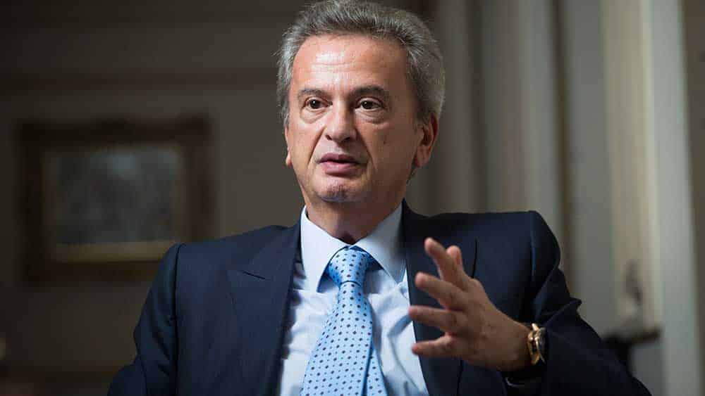 Riad Salameh, governor of Lebanon's central bank, speaks to the Financial Times in his office in Beirut, Lebanon, on October 30, 2017. [Sam Tarling for the Financial Times]