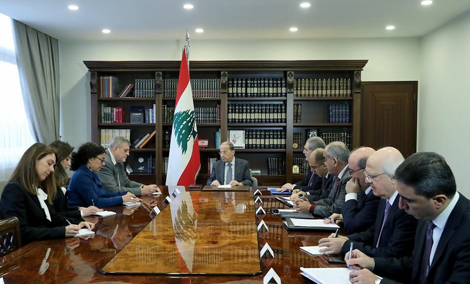 Le coordinateur spécial de l'ONU pour le Liban, avec le Président de la République, le Général Michel Aoun, le 7 janvier 2019. Crédit Photo: Dalati & Nohra