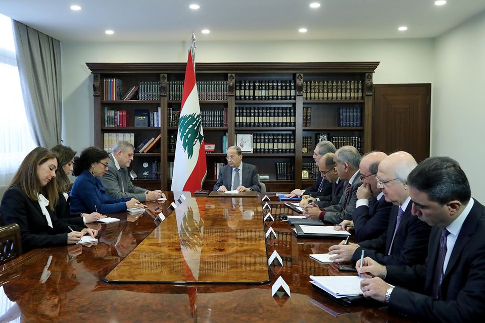 Le coordinateur spécial de l'ONU pour le Liban, avec le Président de la République, le Général Michel Aoun, le 7 janvier 2019. Crédit Photo: Dalati & Nohra