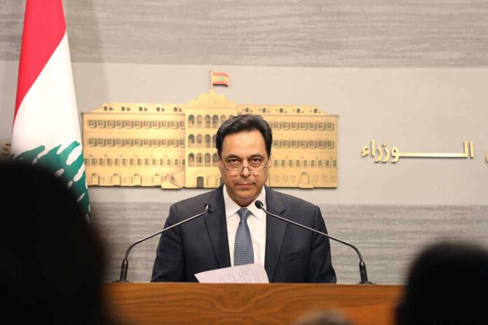 Dalati Press-Cconference-for-Pr-Minister-Hassan-Diab-3 Le Premier Ministre libanais Hassan Diab, annonçant la mise en état de défaut du Liban. Crédit Photo: Dalati & Nohra, 8 mars 2020