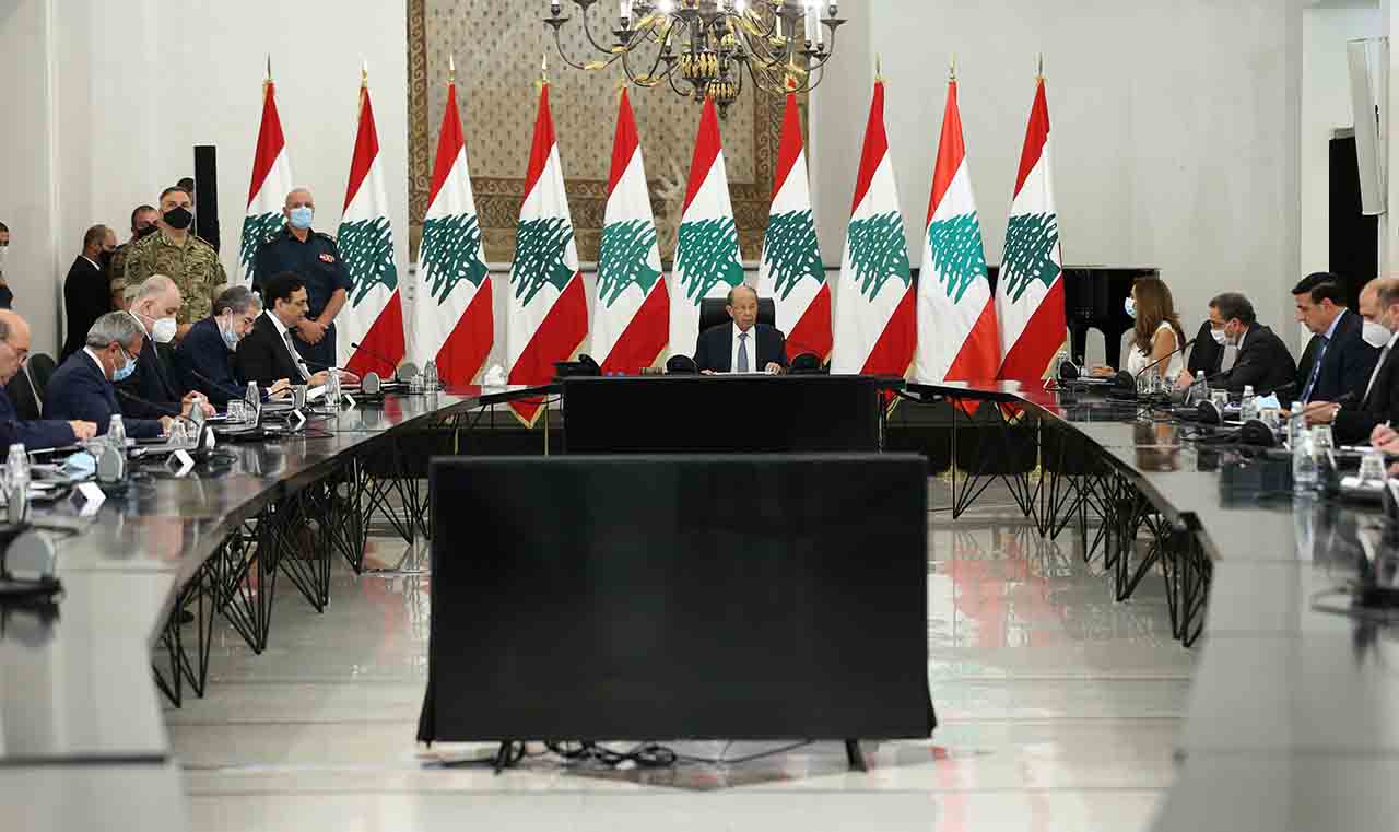 La réunion du haut conseil de la défense au Palais de Baabda. Crédit Photo: Dalati & Nohra