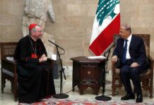 Le cardinal Pietro Parolin avec le Président de la République, le Général Michel Aoun. Crédit Photo: Dalati & Nohra