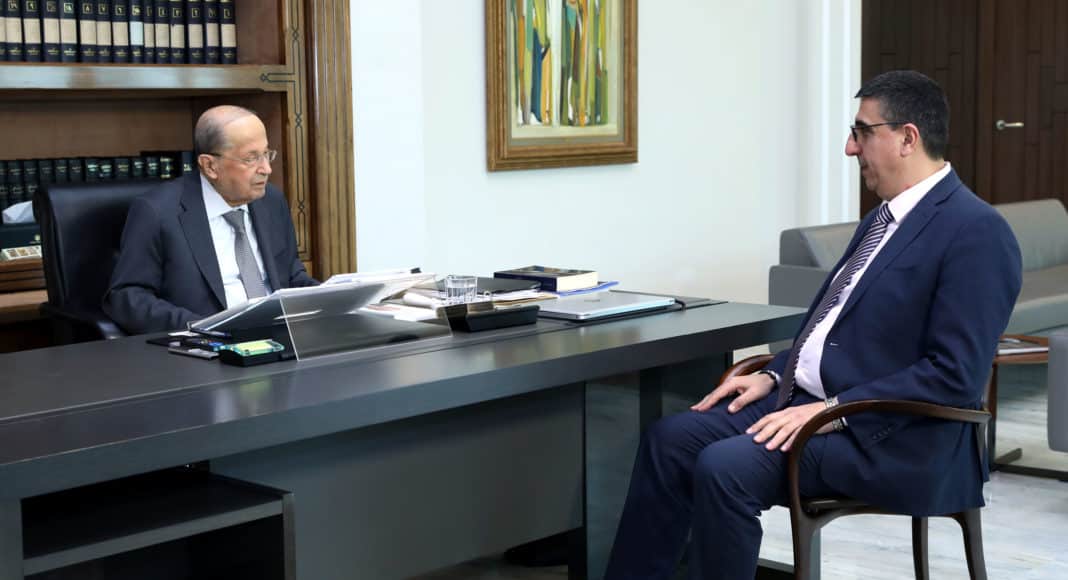 President Michel Aoun meets Minister Hector Hajjar. Photo crédit Dalati & Nohra