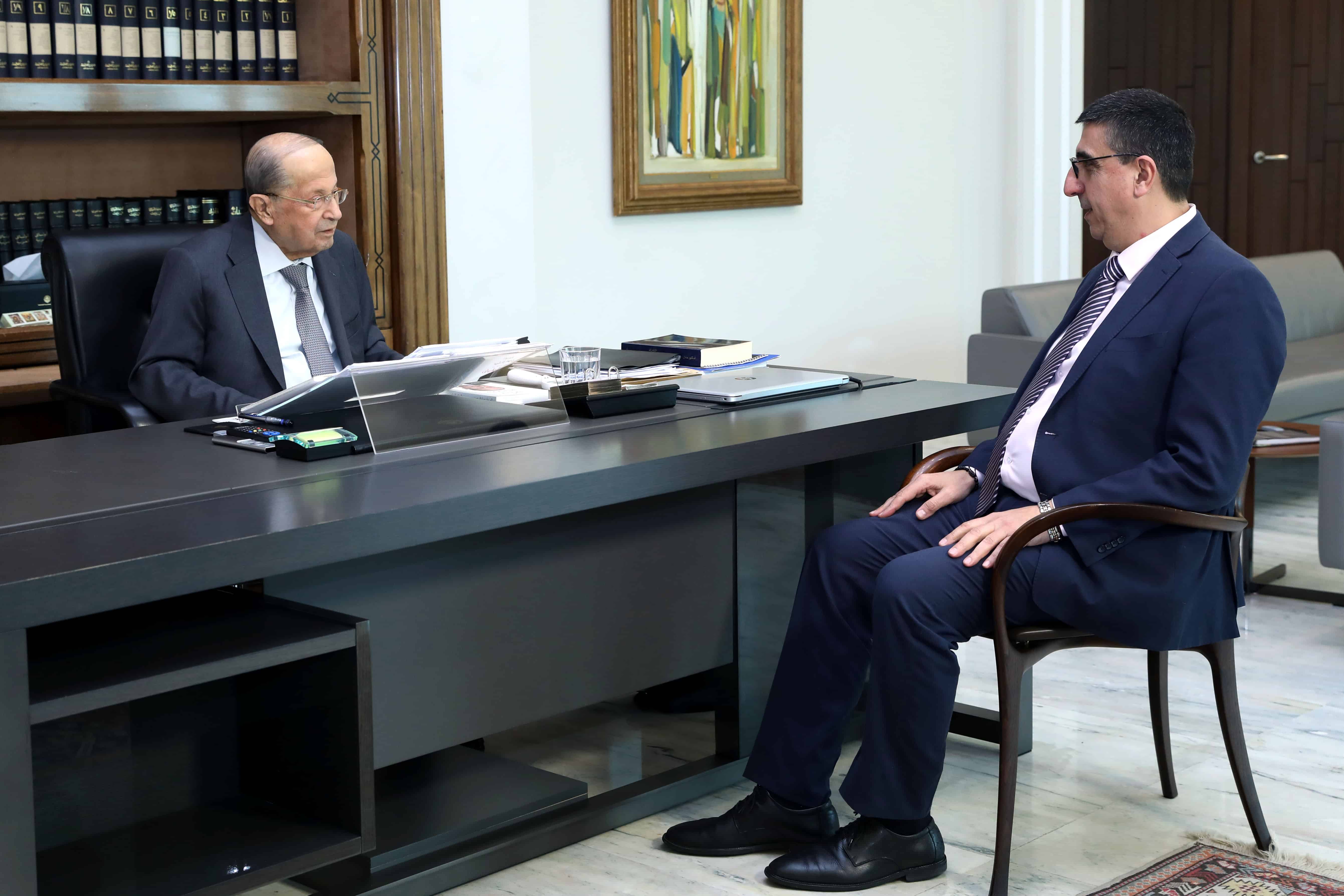 President Michel Aoun meets Minister Hector Hajjar. Photo crédit Dalati & Nohra