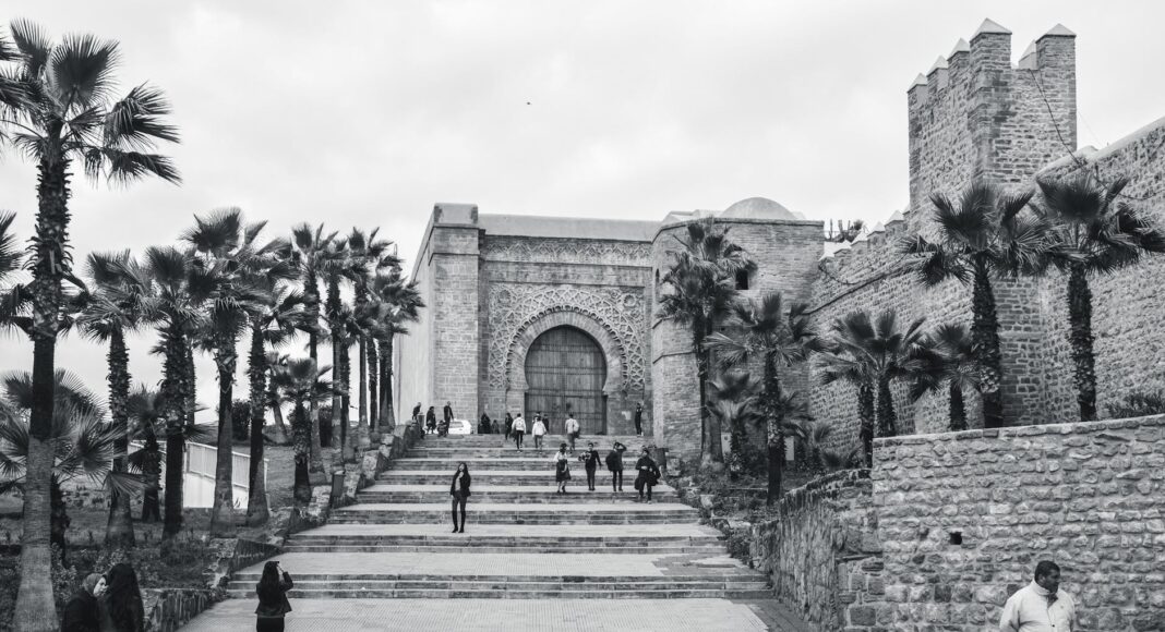 the facade of almohad gate of kasbah of the udayas