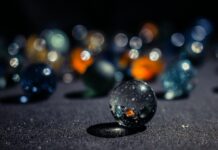 selective focus photography of marble ball