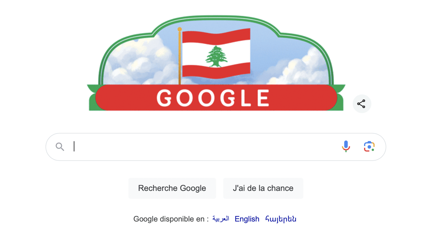 Google célèbre l’indépendance du Liban avec un Doodle spécial