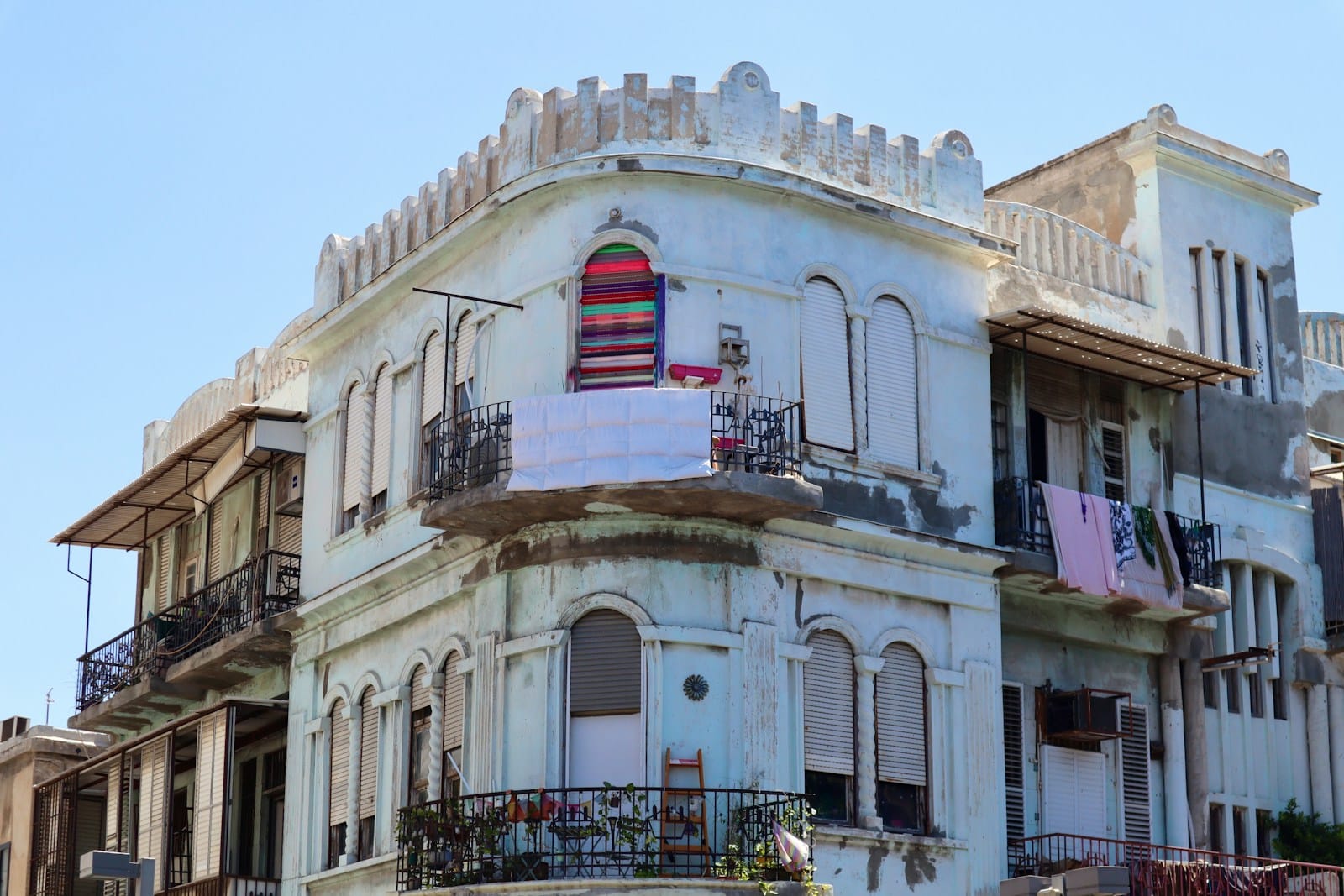 an old building with a balcony and balconies