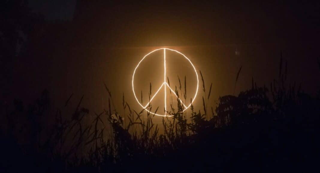 Peace sign logo neon signage