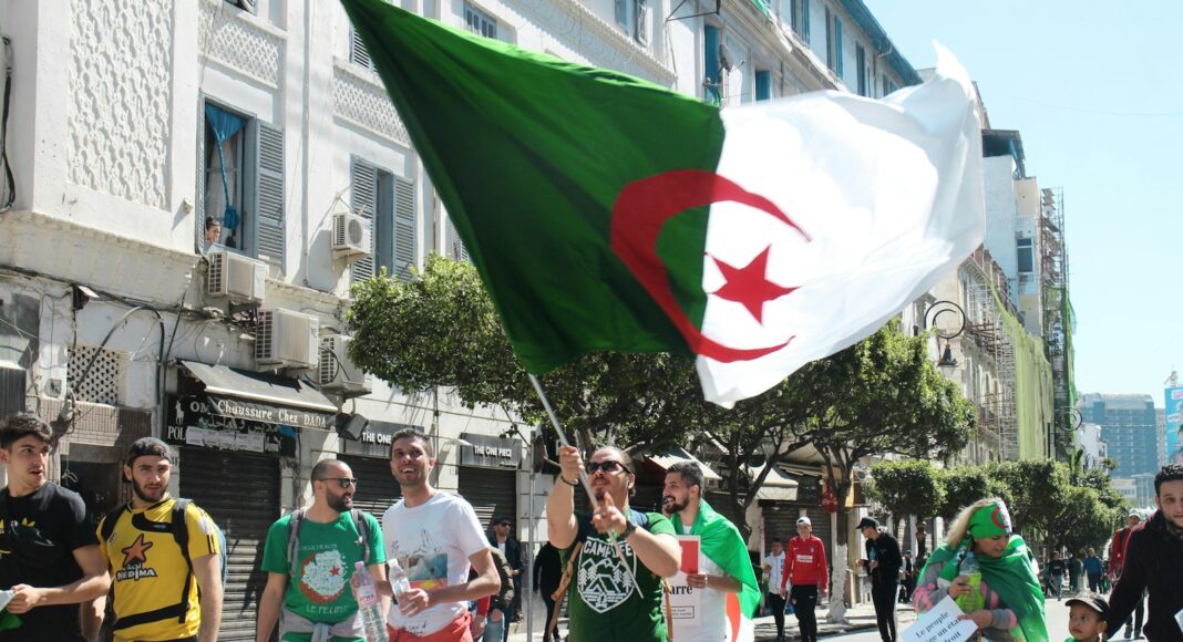 man waving flag