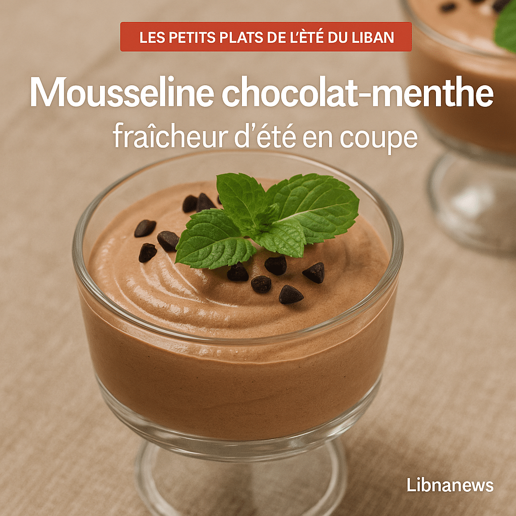Mousseline de labneh au chocolat et menthe : fraîcheur crémeuse en coupe