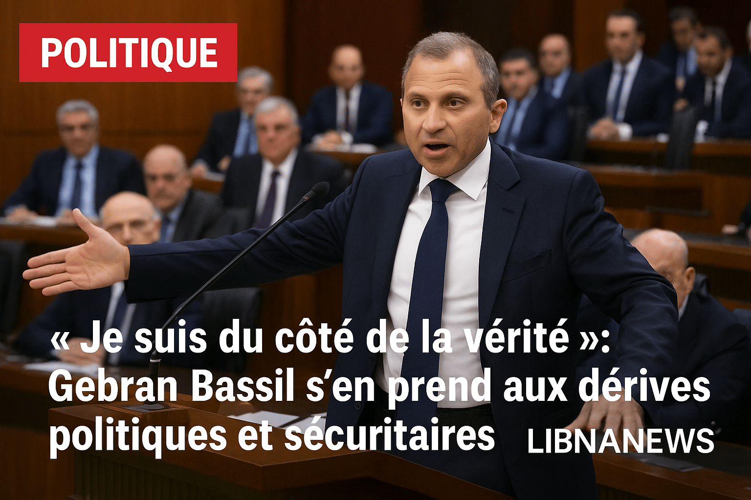 “Je suis du côté de la vérité” : Gebran Bassil s’en prend aux dérives politiques et sécuritaires depuis le Parlement