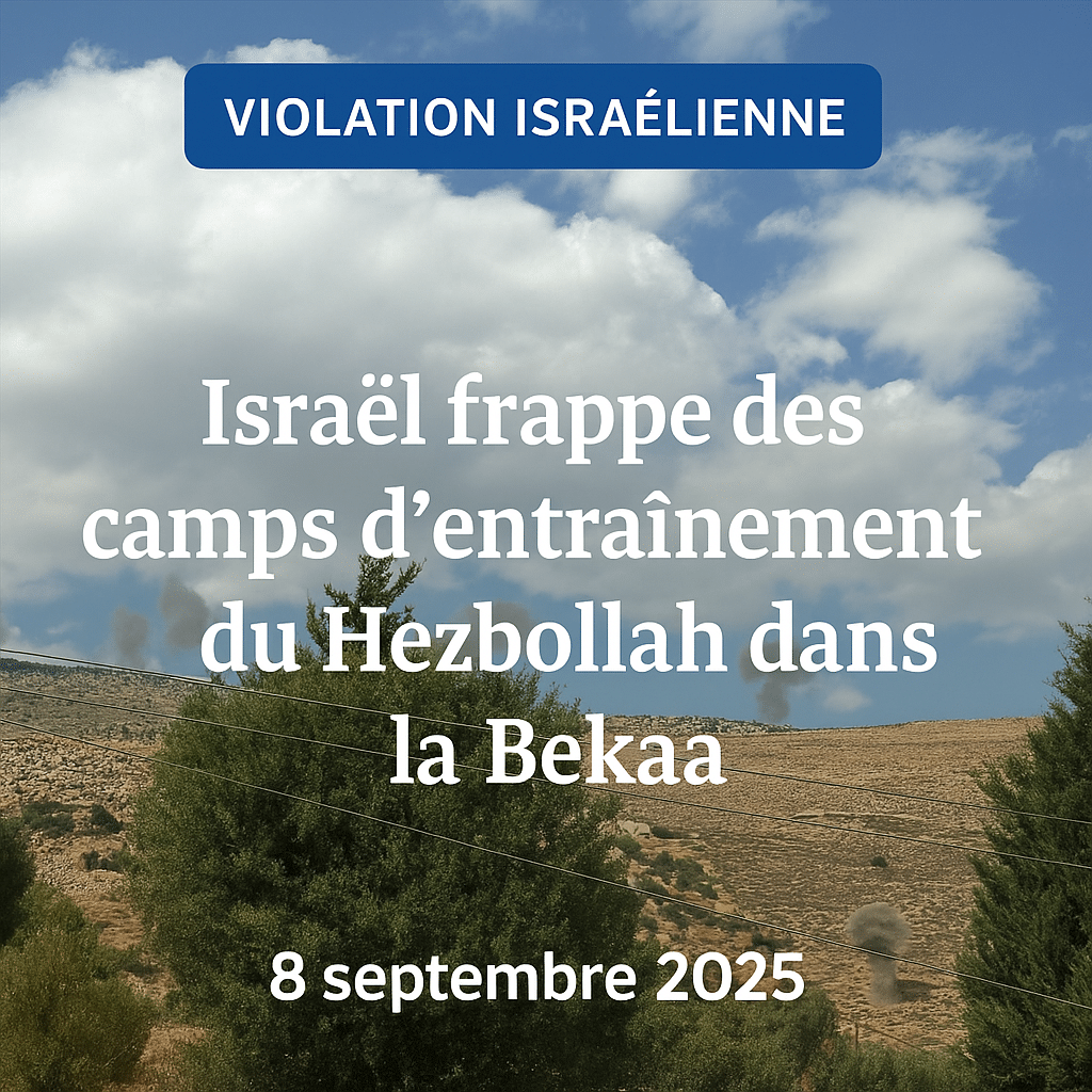 Israël frappe des camps d’entraînement du Hezbollah dans la Bekaa