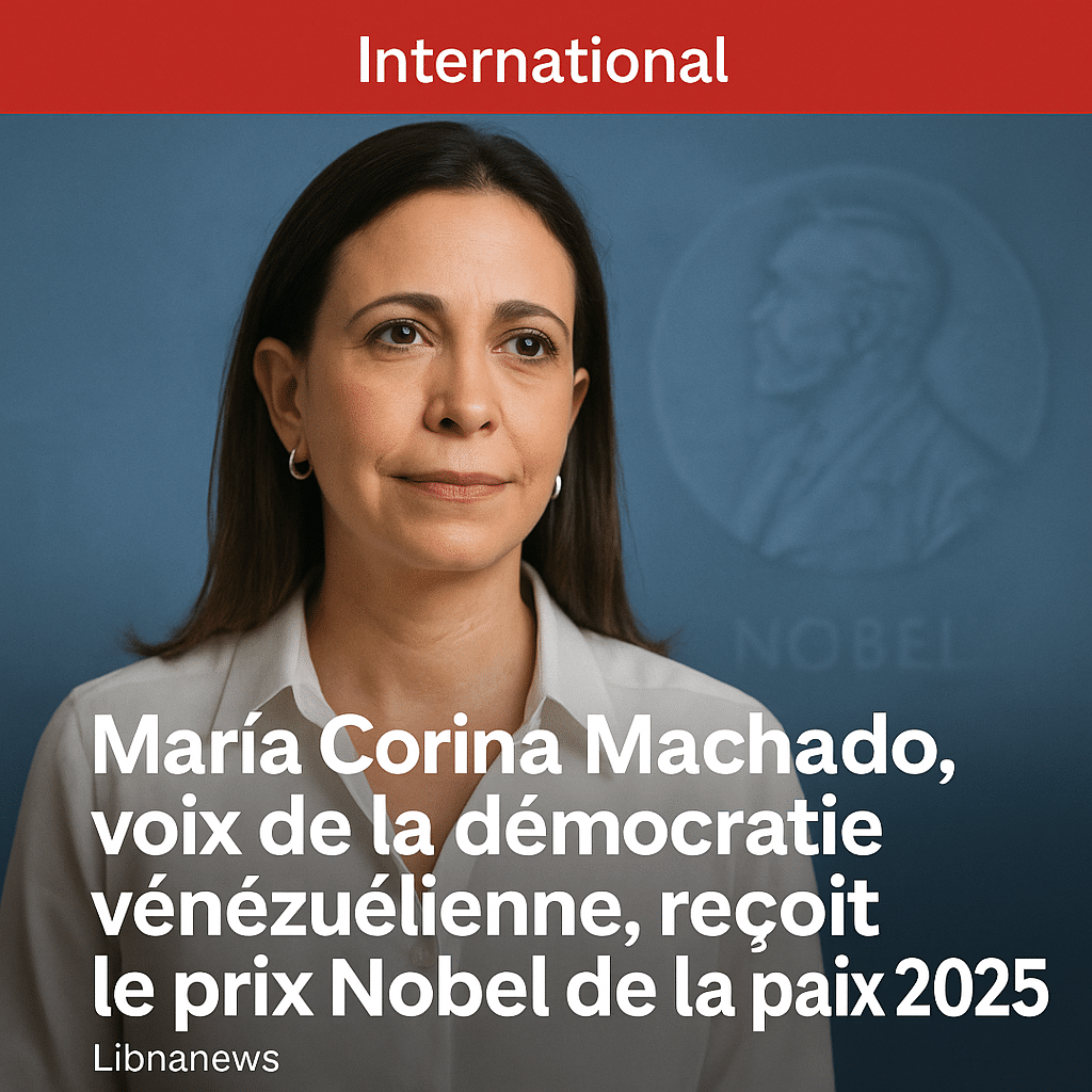 Le Nobel de la paix 2025 décerné à l’opposante vénézuélienne María Corina Machado — un camouflet pour l’aspiration de Trump au prix