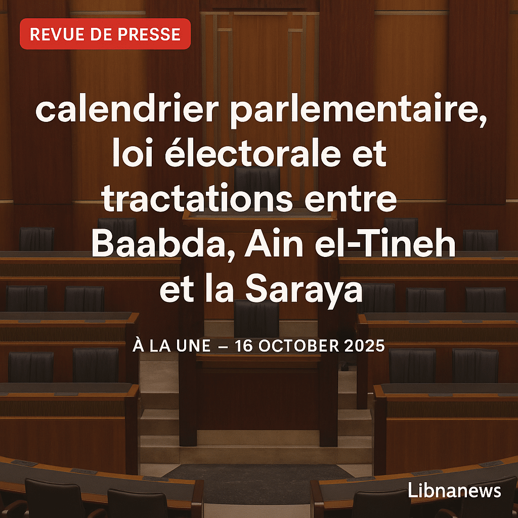 Revue de presse du 16/10/25: calendrier parlementaire, loi électorale et tractations entre Baabda, Ain el-Tineh et la Saraya