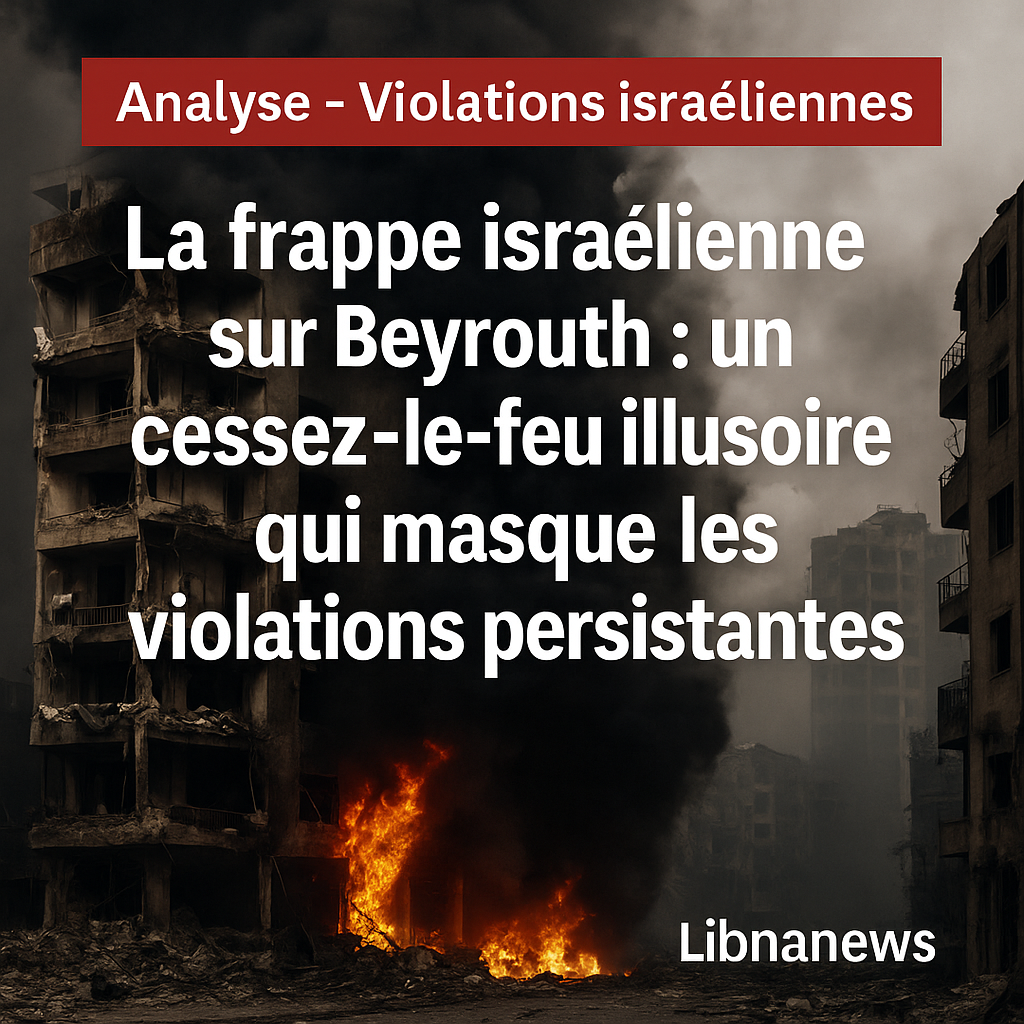 La frappe israélienne sur Beyrouth : un cessez-le-feu illusoire qui masque les violations persistantes