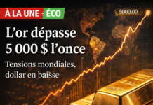 L’or franchit le cap symbolique des 5000 dollars l’once au milieu d’un regain de tensions internationales